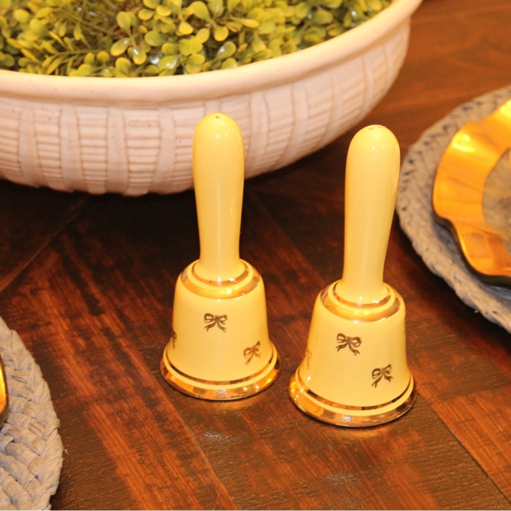 Vintage Salt and Pepper Shakers Bell Set for Kitchen Decor